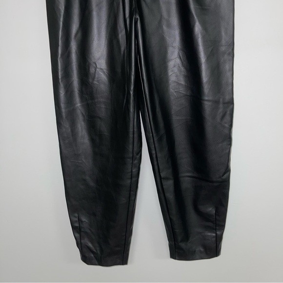 Zara Faux Leather Trousers Pants Elastic Waist Black  Women's Size Small - Picture 6 of 13